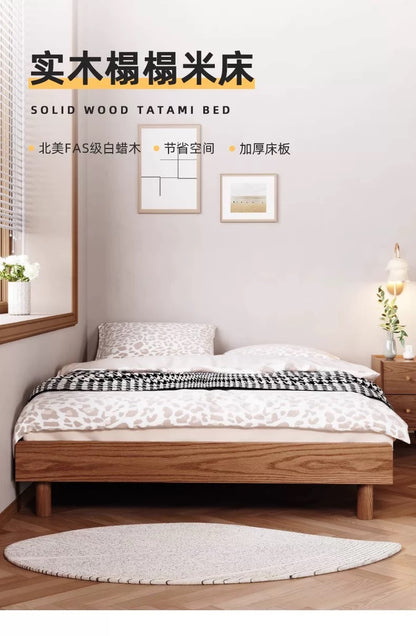 欣家居 北歐實木床  日式榻榻米無床頭床架 小戶型齊邊床 YL