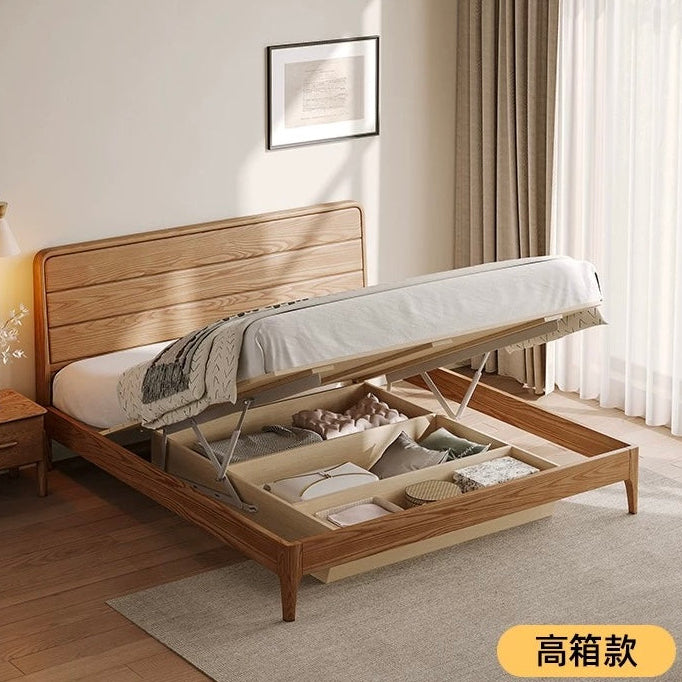 欣家居 北歐實木床 日式高箱儲物掀床 小戶型主臥雙人床XDS