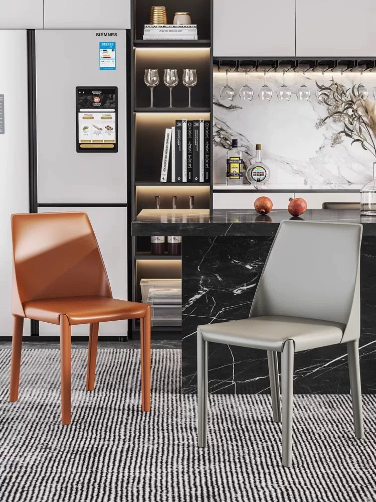 欣家居 現代義式 高級輕奢風 網紅奶油風 馬鞍皮餐椅YX665