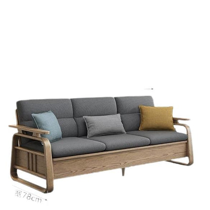 欣家居 北歐風北美白蠟木 小戶型客廳 棉麻佈/科技佈 可儲物收納實木沙發YLS22