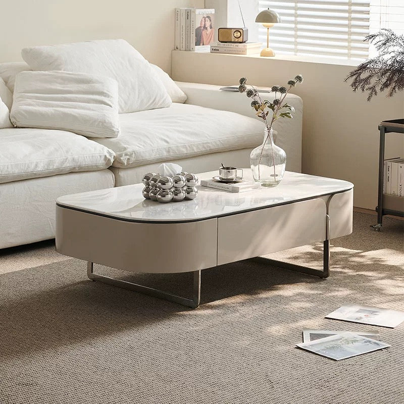 欣家居 2025新款義式現代風 客廳家用小戶型奶油風 微晶石茶几電視櫃LPZE461GT168