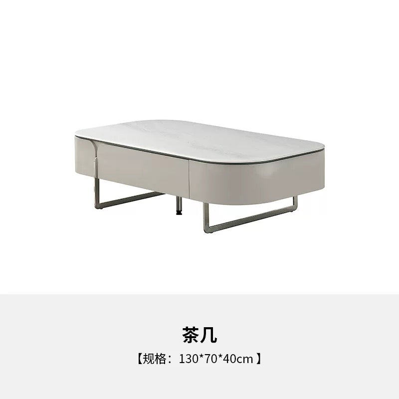 欣家居 2025新款義式現代風 客廳家用小戶型奶油風 微晶石茶几電視櫃LPZE461GT168