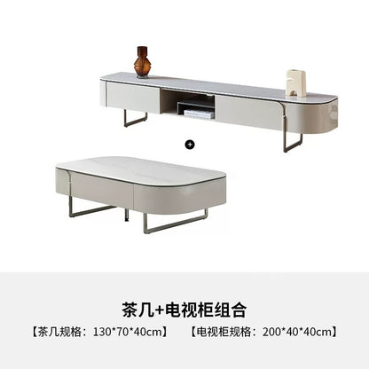 欣家居 2025新款義式現代風 客廳家用小戶型奶油風 微晶石茶几電視櫃LPZE461GT168