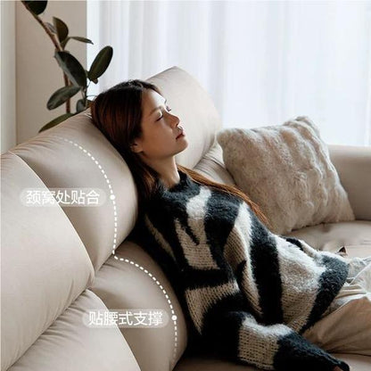 欣家居 義式現代風 2025新款奶油風 小戶型客廳 生態真皮沙發LPS0524FA