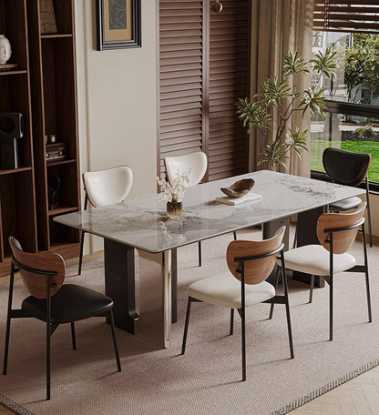 欣家居 義式現代簡約  意式輕奢岩板小戶型岩板餐桌