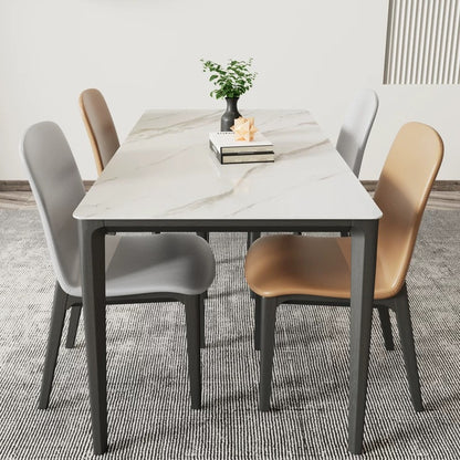 欣家居 義式輕奢 現代高級感岩板餐桌 齊邊款長方形 小戶型客廳餐桌