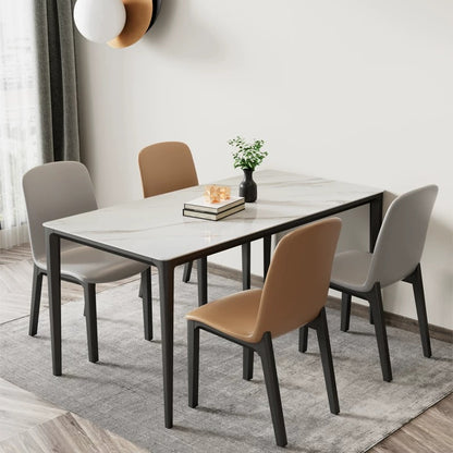 欣家居 義式輕奢 現代高級感岩板餐桌 齊邊款長方形 小戶型客廳餐桌
