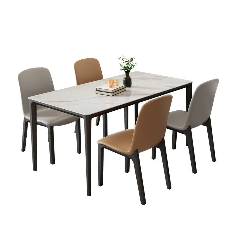 欣家居 義式輕奢 現代高級感岩板餐桌 齊邊款長方形 小戶型客廳餐桌