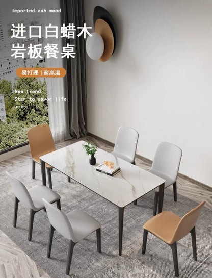 欣家居 義式輕奢 現代高級感岩板餐桌 齊邊款長方形 小戶型客廳餐桌