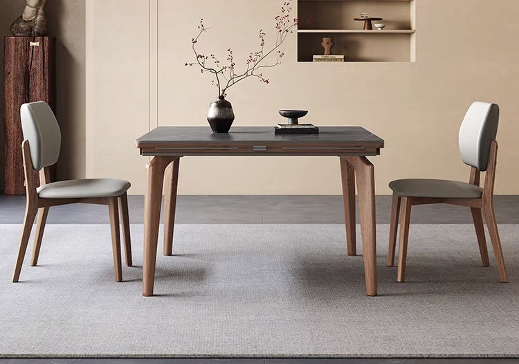 欣家居 北欧风 简约时尚 小户型餐桌 方圓兩用伸縮岩板餐桌