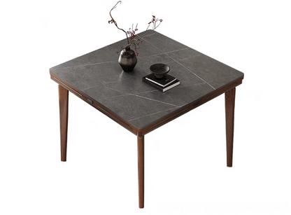 欣家居 北欧风 简约时尚 小户型餐桌 方圓兩用伸縮岩板餐桌