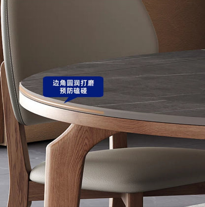 欣家居 北欧风 简约时尚 小户型餐桌 方圓兩用伸縮岩板餐桌