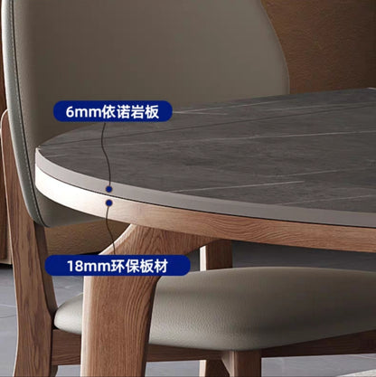 欣家居 北欧风 简约时尚 小户型餐桌 方圓兩用伸縮岩板餐桌