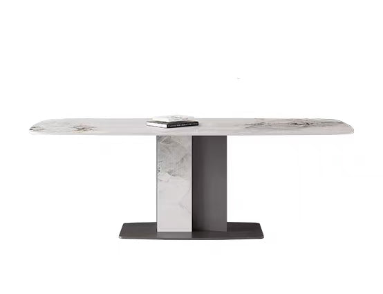 欣家居 義式簡約 亮光岩板餐桌 高端現代簡約小戶型餐桌