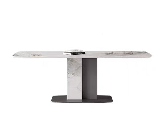 欣家居 義式簡約 亮光岩板餐桌 高端現代簡約小戶型餐桌