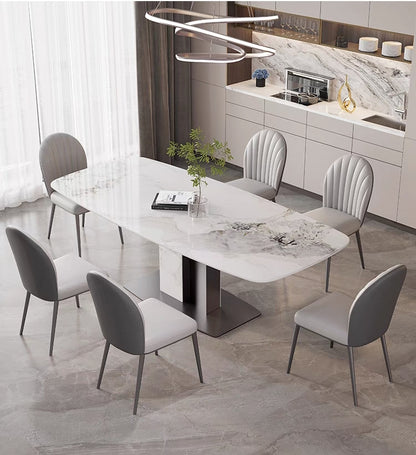 欣家居 義式簡約 亮光岩板餐桌 高端現代簡約小戶型餐桌