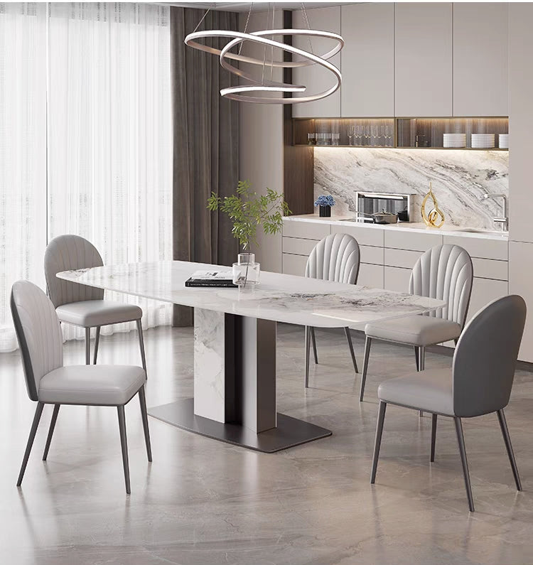 欣家居 義式簡約 亮光岩板餐桌 高端現代簡約小戶型餐桌