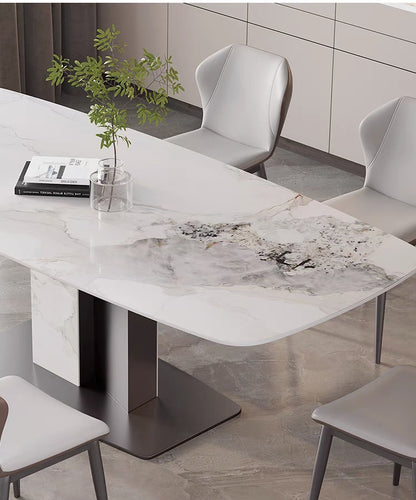 欣家居 義式簡約 亮光岩板餐桌 高端現代簡約小戶型餐桌