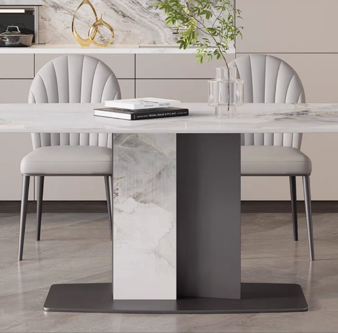 欣家居 義式簡約 亮光岩板餐桌 高端現代簡約小戶型餐桌