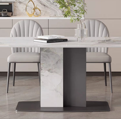 欣家居 義式簡約 亮光岩板餐桌 高端現代簡約小戶型餐桌