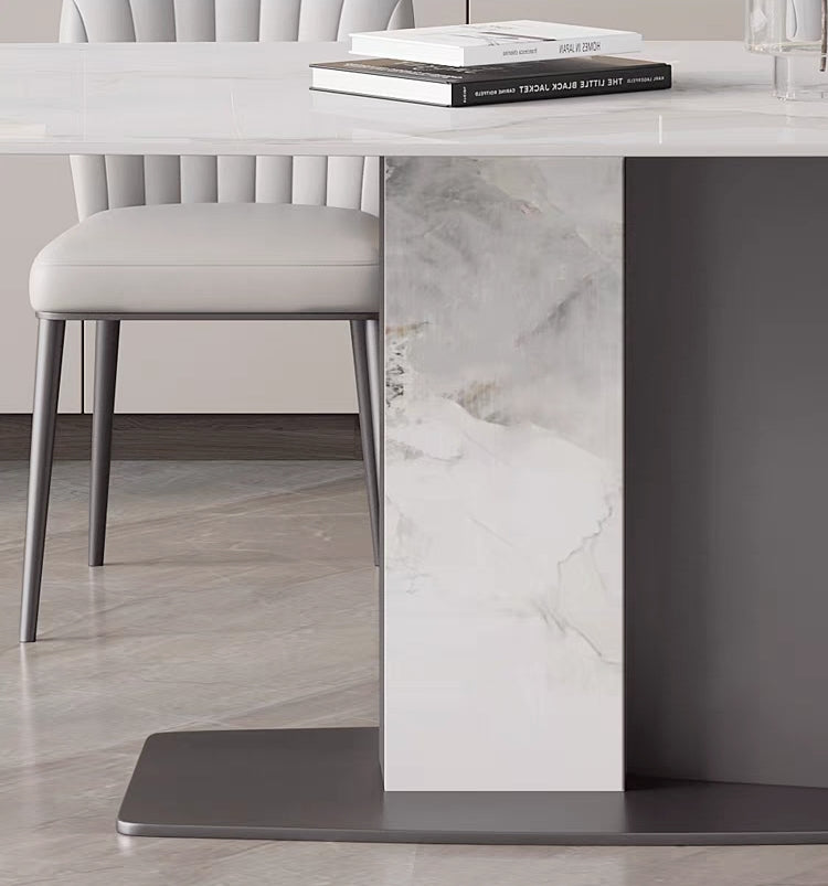 欣家居 義式簡約 亮光岩板餐桌 高端現代簡約小戶型餐桌