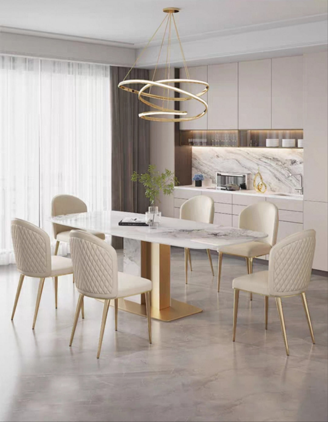 欣家居 義式簡約 高級設計感 亮光岩板餐桌 長方形餐桌