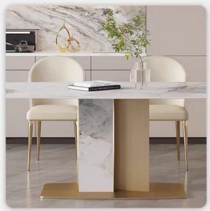 欣家居 義式簡約 高級設計感 亮光岩板餐桌 長方形餐桌