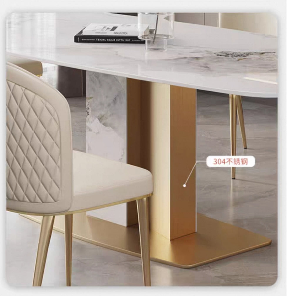 欣家居 義式簡約 高級設計感 亮光岩板餐桌 長方形餐桌