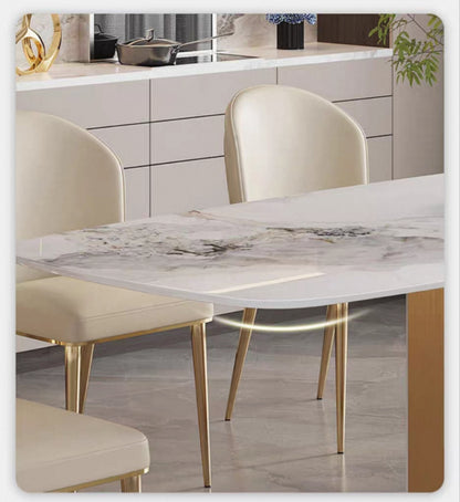 欣家居 義式簡約 高級設計感 亮光岩板餐桌 長方形餐桌