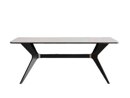 法式復古實木岩板餐桌啞光白色高端長方形現代簡約家用新款飯桌子