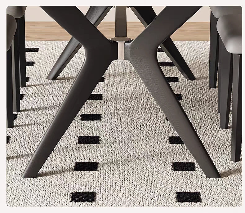 法式復古實木岩板餐桌啞光白色高端長方形現代簡約家用新款飯桌子