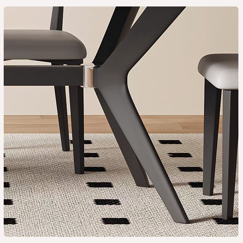 法式復古實木岩板餐桌啞光白色高端長方形現代簡約家用新款飯桌子