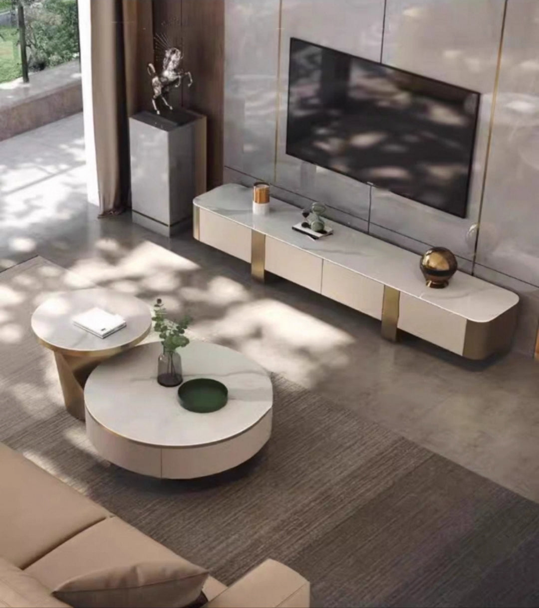 欣家居 儀式輕奢 現代簡約 小戶型客廳岩板茶几