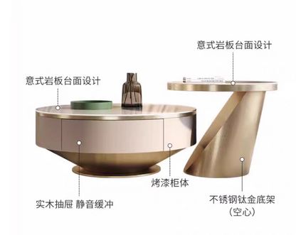 欣家居 儀式輕奢 現代簡約 小戶型客廳岩板茶几