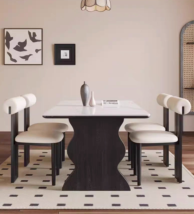 欣家居 北欧复古 高级设计感 岩板实木餐桌