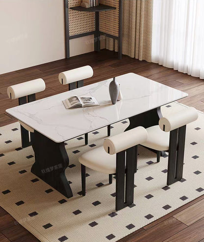 欣家居 北欧复古 高级设计感 岩板实木餐桌