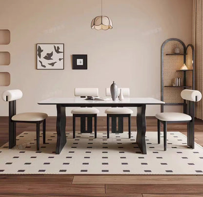 欣家居 北欧复古 高级设计感 岩板实木餐桌