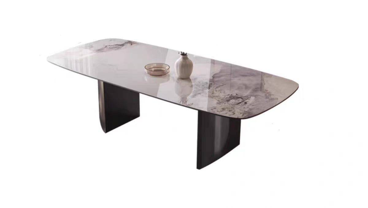 欣家居 義式輕奢 設計師新款 潘多拉岩板餐桌