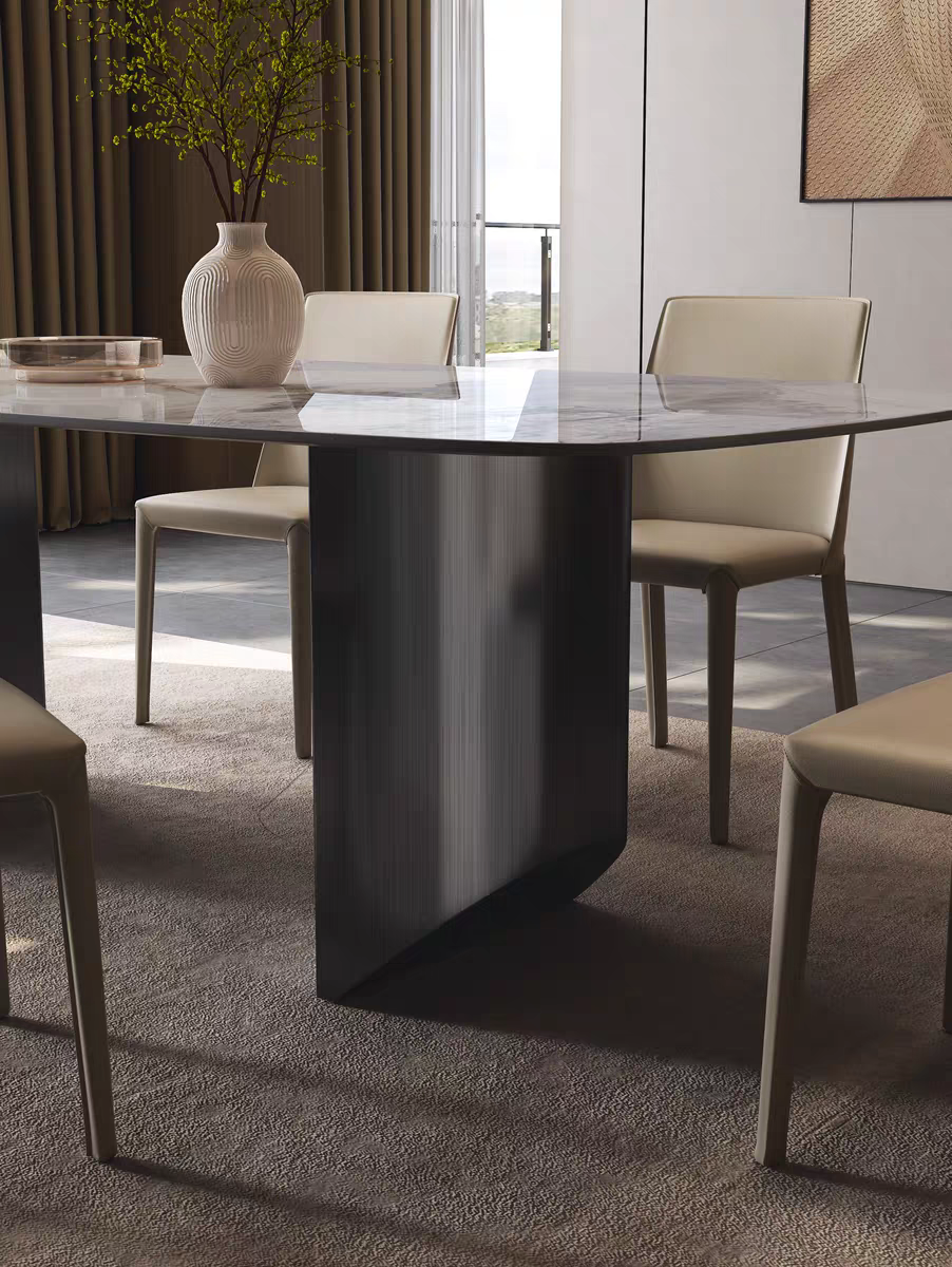 欣家居 義式輕奢 設計師新款 潘多拉岩板餐桌