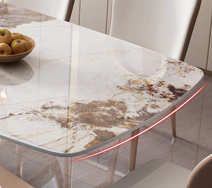 欣家居 義式輕奢 現代高級感 交叉臺 潘多拉岩板餐桌