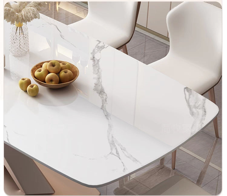 欣家居 義式輕奢 現代高級感 交叉臺 潘多拉岩板餐桌