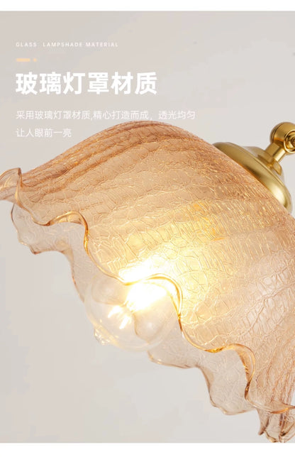 欧式复古玻璃落地灯 胡桃木色落地灯 客厅沙发氛围灯 ESL02301