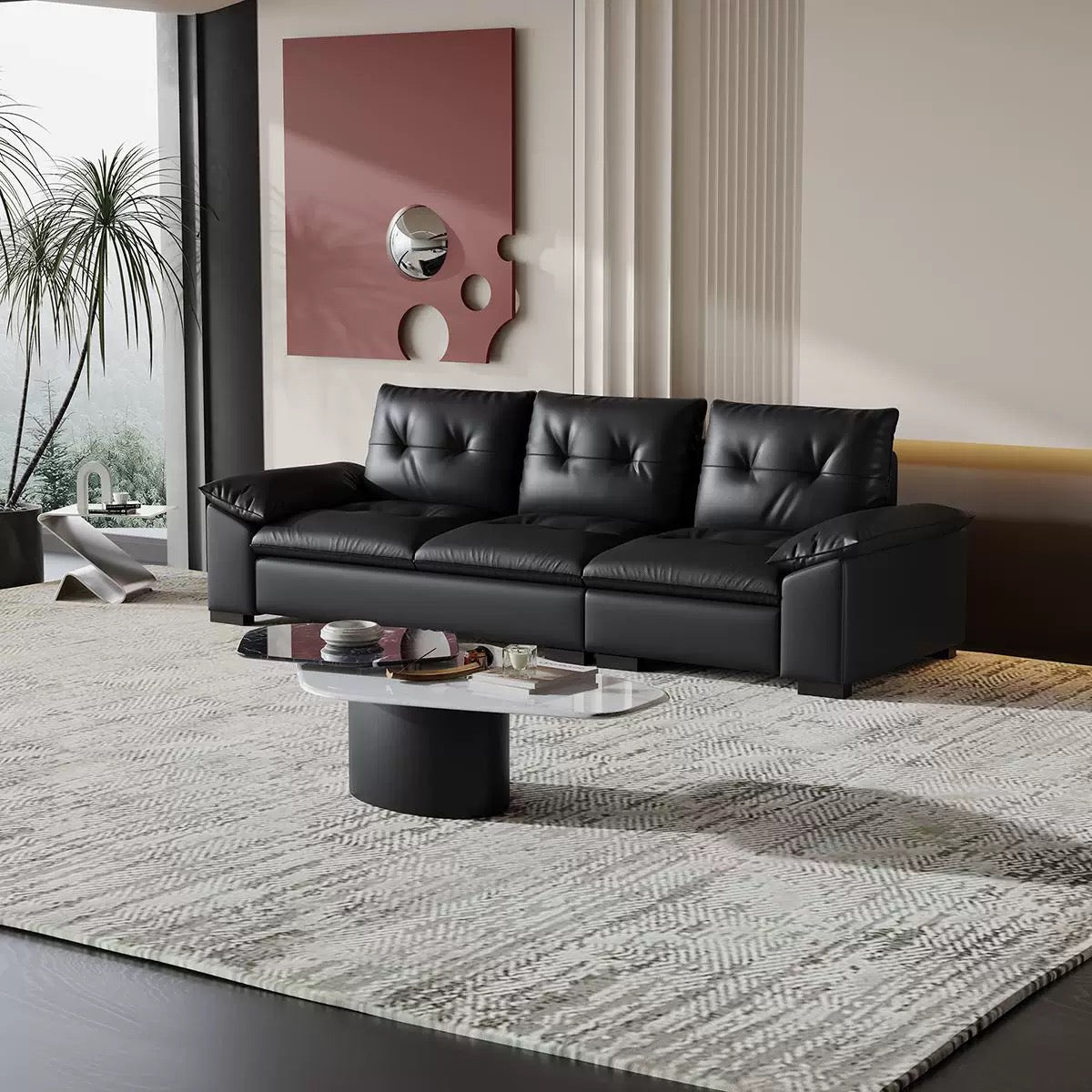 欣家居 義式簡約 頭層牛皮沙發 三人位沙發 LPS0658