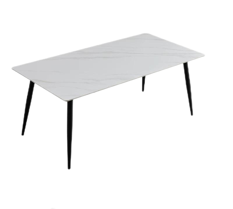 欣家居 義式輕奢 現代高級感岩板餐桌 八字腳餐桌 小戶型客廳餐桌