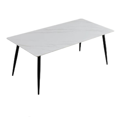 欣家居 義式輕奢 現代高級感岩板餐桌 八字腳餐桌 小戶型客廳餐桌