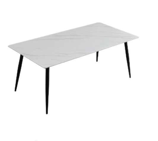 欣家居 義式輕奢 現代高級感岩板餐桌 八字腳餐桌 小戶型客廳餐桌