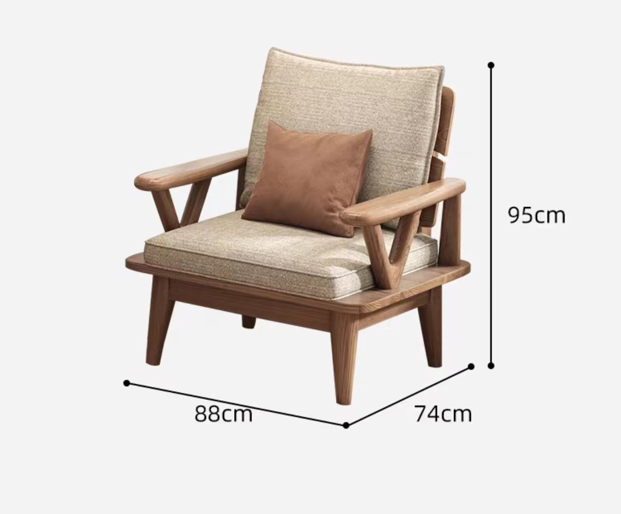 欣家居 北歐風白蠟木 棉麻佈/科技佈  小戶型客廳 實木沙發YLS19