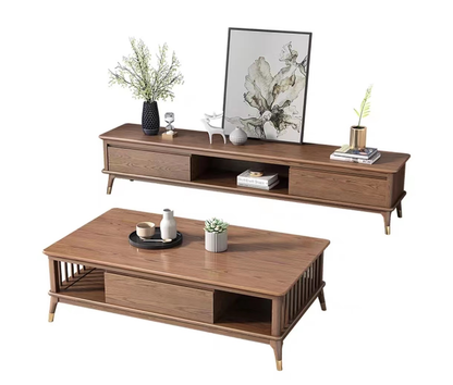 欣家居 北歐風極簡小戶型 客廳茶几/電視櫃  岩板/實木面 櫃子YLC02