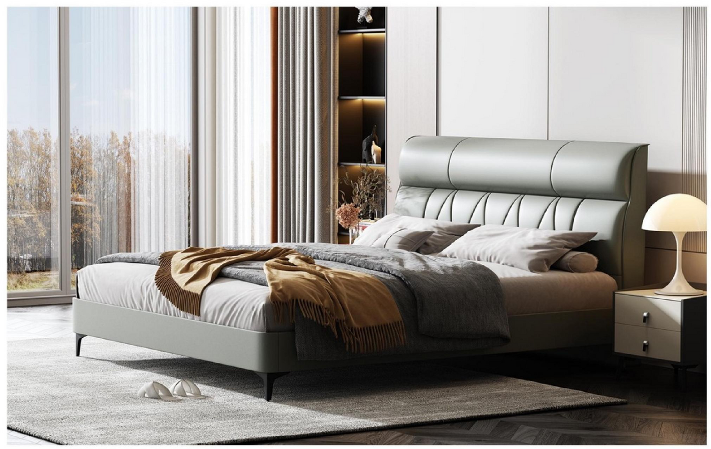 欣家居 實木 高回彈海綿 真皮 五金腳 大床 LPBX121