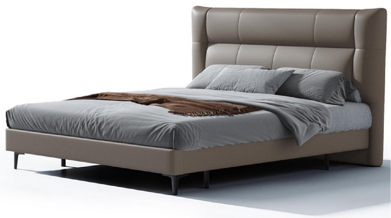 欣家居 實木 進口落葉松 真皮 啞光碳素鋼 大床 LPBX195BB